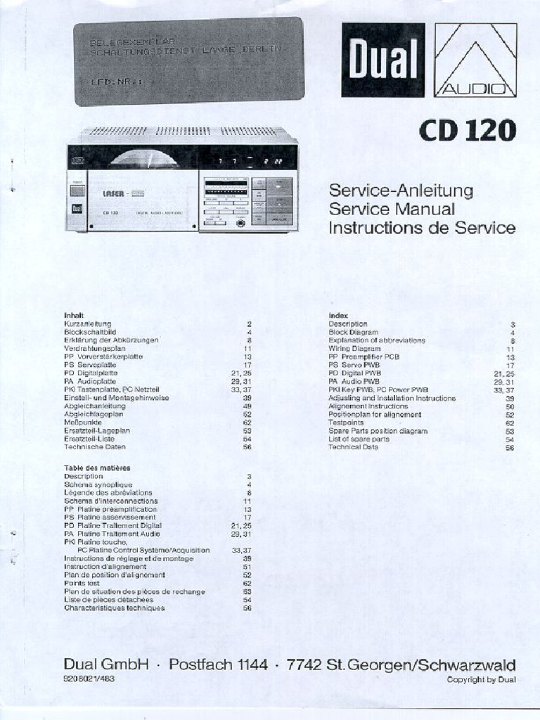 Dual CD 120 Service Manual | PDF