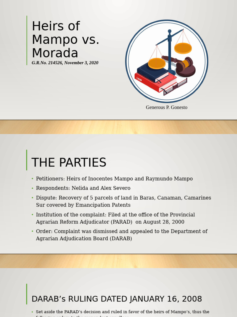 Heirs of Mampo Vs Morada | PDF | Legal Procedure | Public Law