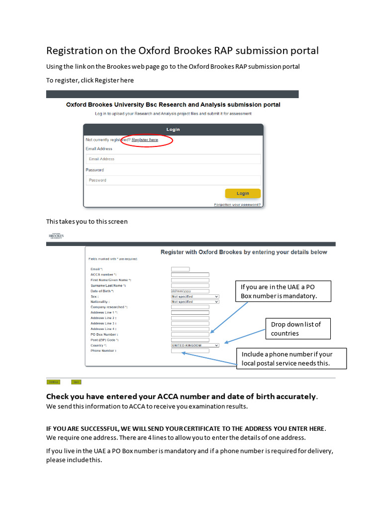 Registration On The Oxford Brookes RAP Submission Portal P45 | PDF ...