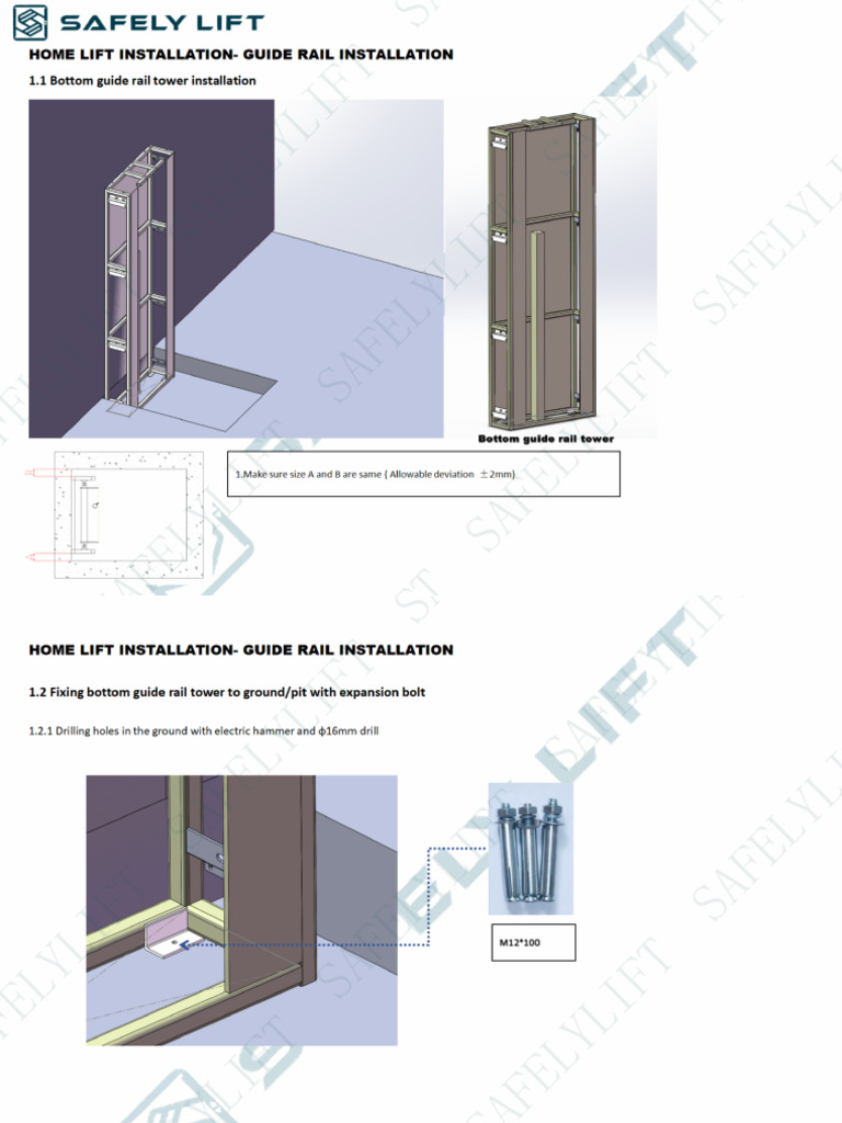 1. hydraulic home lift installation-Guide Rail - 纯图版 | PDF
