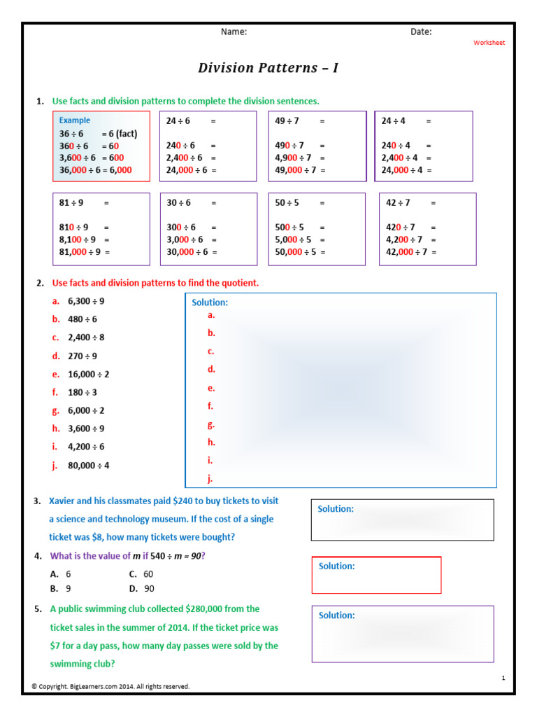 Division Patterns - I | PDF