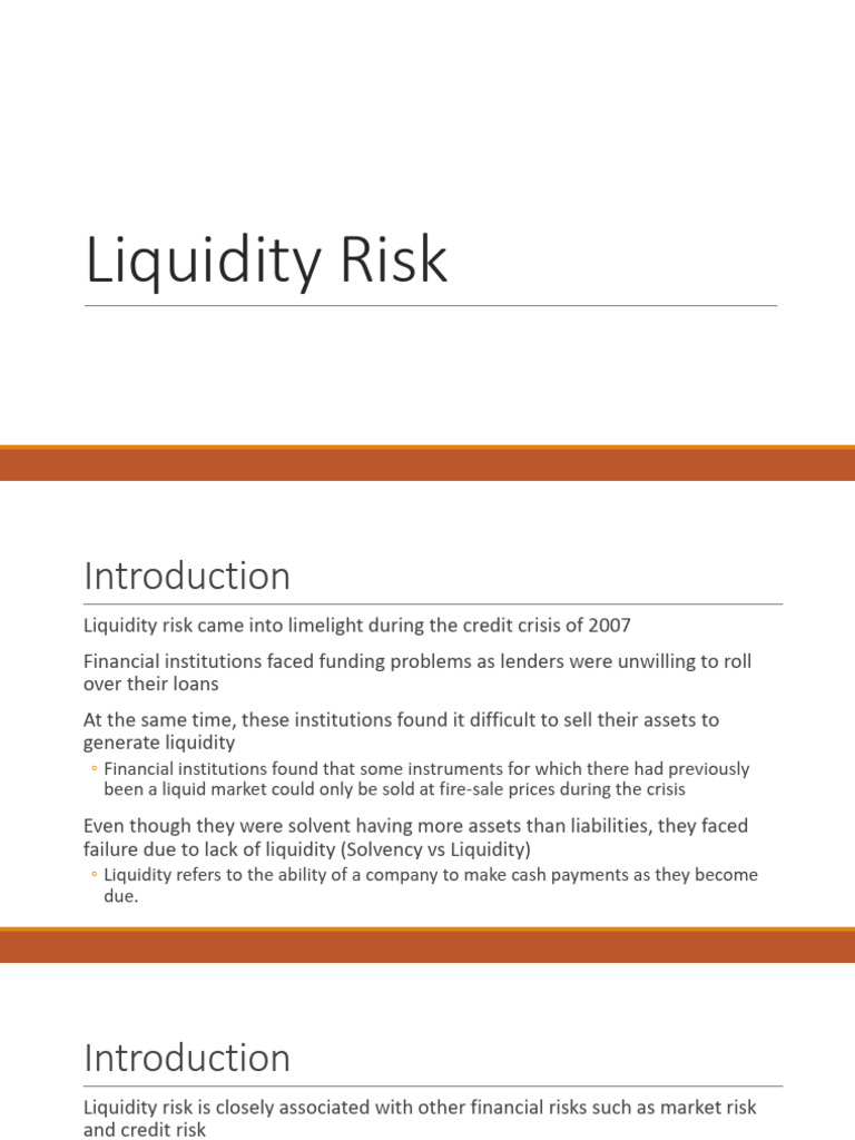 Session 18 - Liquidity Risk | PDF | Market Liquidity | Liquidity Risk