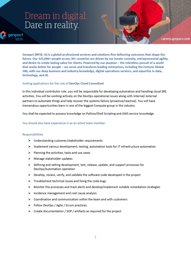 Role of DevOps Cloud Consultant | PDF | Cloud Computing | Automation