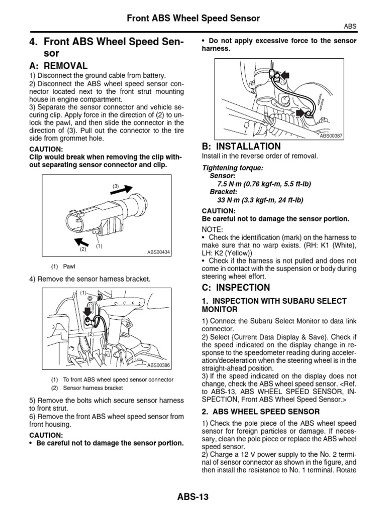 04 - Front ABS Wheel Speed Sensor | PDF | Anti Lock Braking System ...