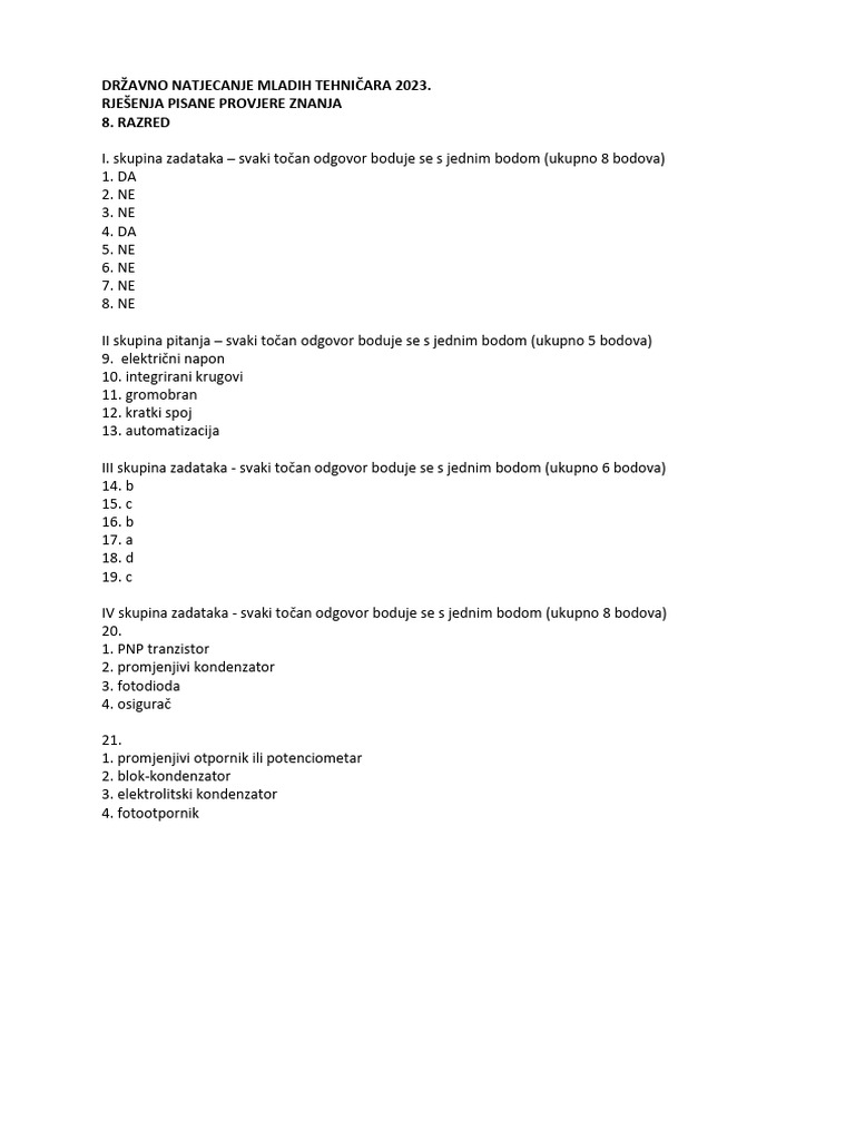 8r Rjesenja Pisane Provjere - Drzavno - 2023 | PDF