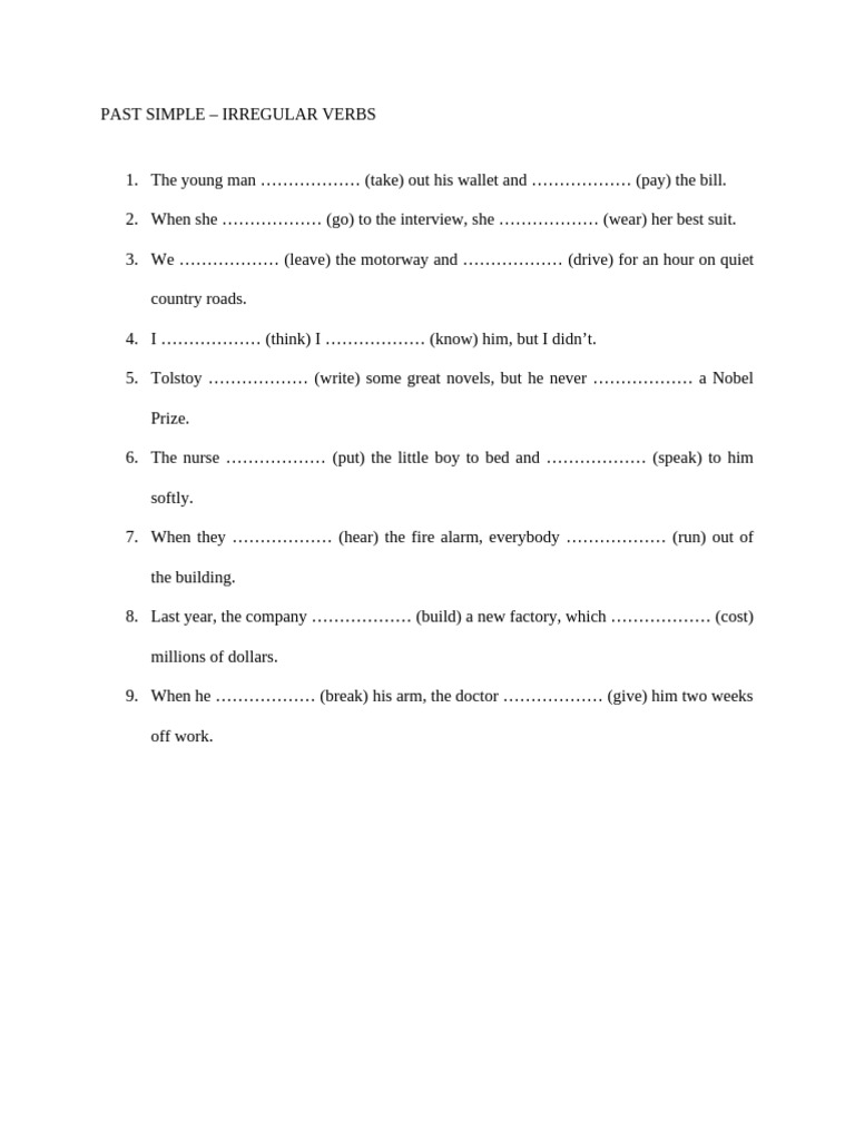 Irregular Verbs in Past Simple | PDF
