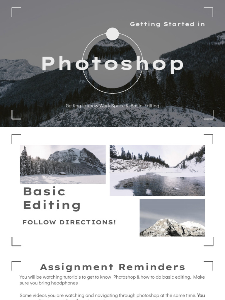 Intro To Photoshop Basic Editing Assignment 2023 | PDF | Adobe ...
