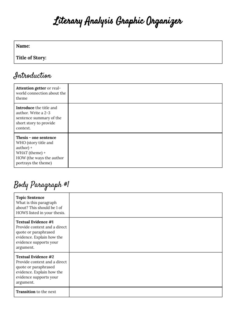 Literary Analysis Outline Template | PDF | Language Arts & Discipline