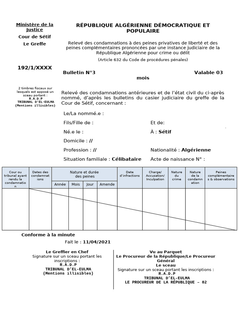 Corrigé-Type Casier Judiciaire | PDF | Greffier | Crimes