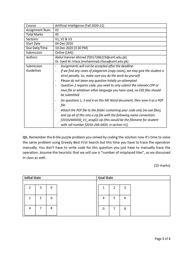 AI Assignment 02: Search Algorithms | PDF | Computer Programming ...
