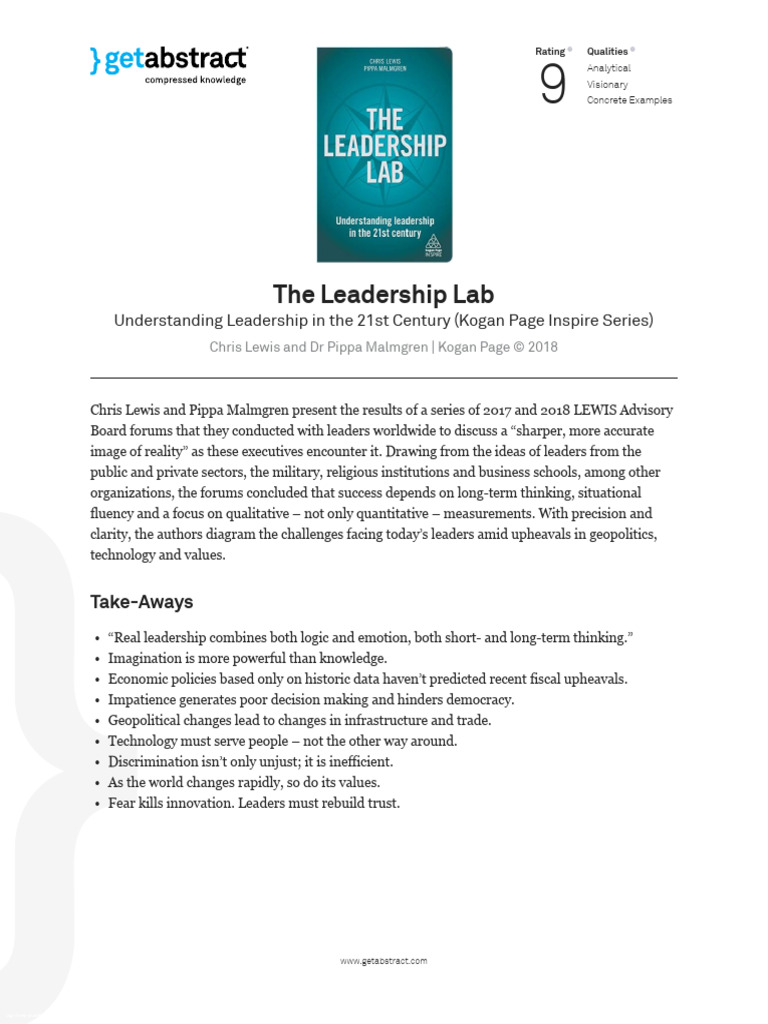 The Leadership Lab Lewis en 36280 | PDF | Cost Of Living | Leadership