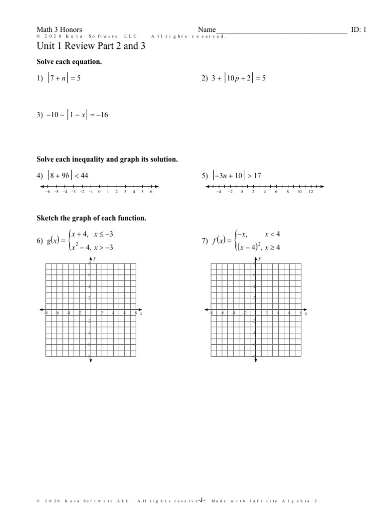 Algebra Unit 1 Review Worksheet | PDF | Mathematics | Mathematical ...