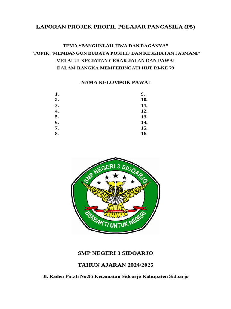 Laporan Kegiatan P5 SMP Negeri 3 Sidoarjo | PDF