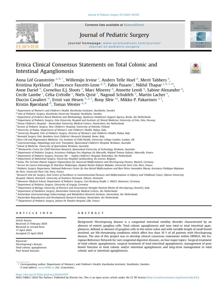 Ernica Clinical Consensus Statements On Total Colo | PDF ...