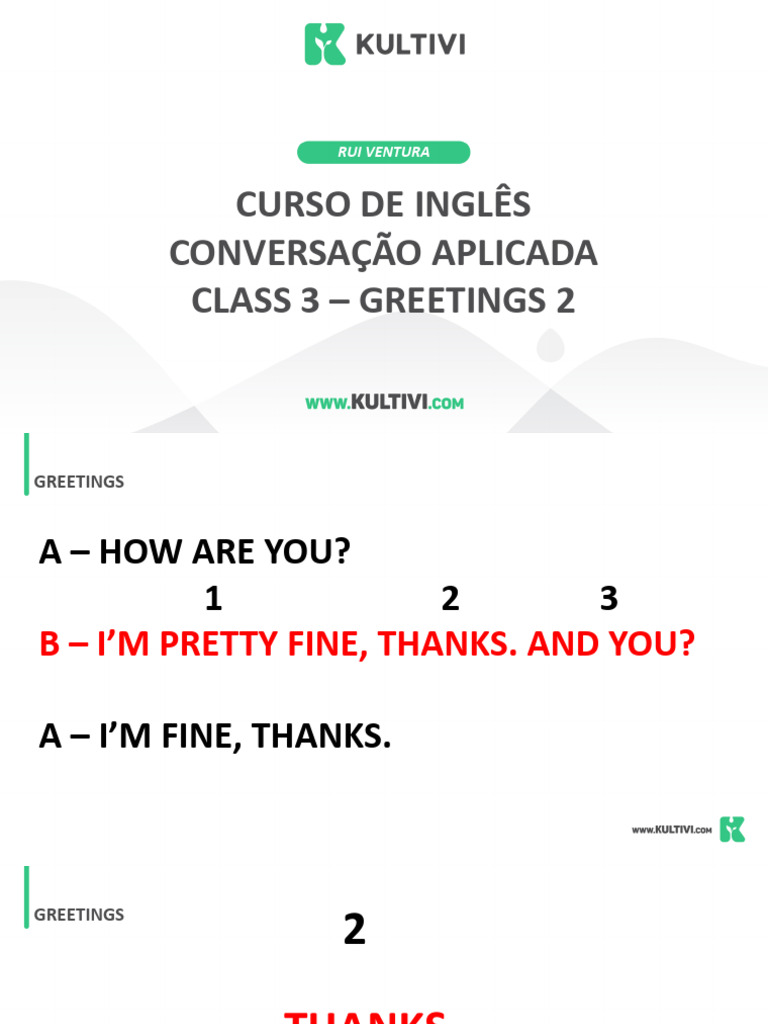 English Conversation: Greetings 2 | PDF