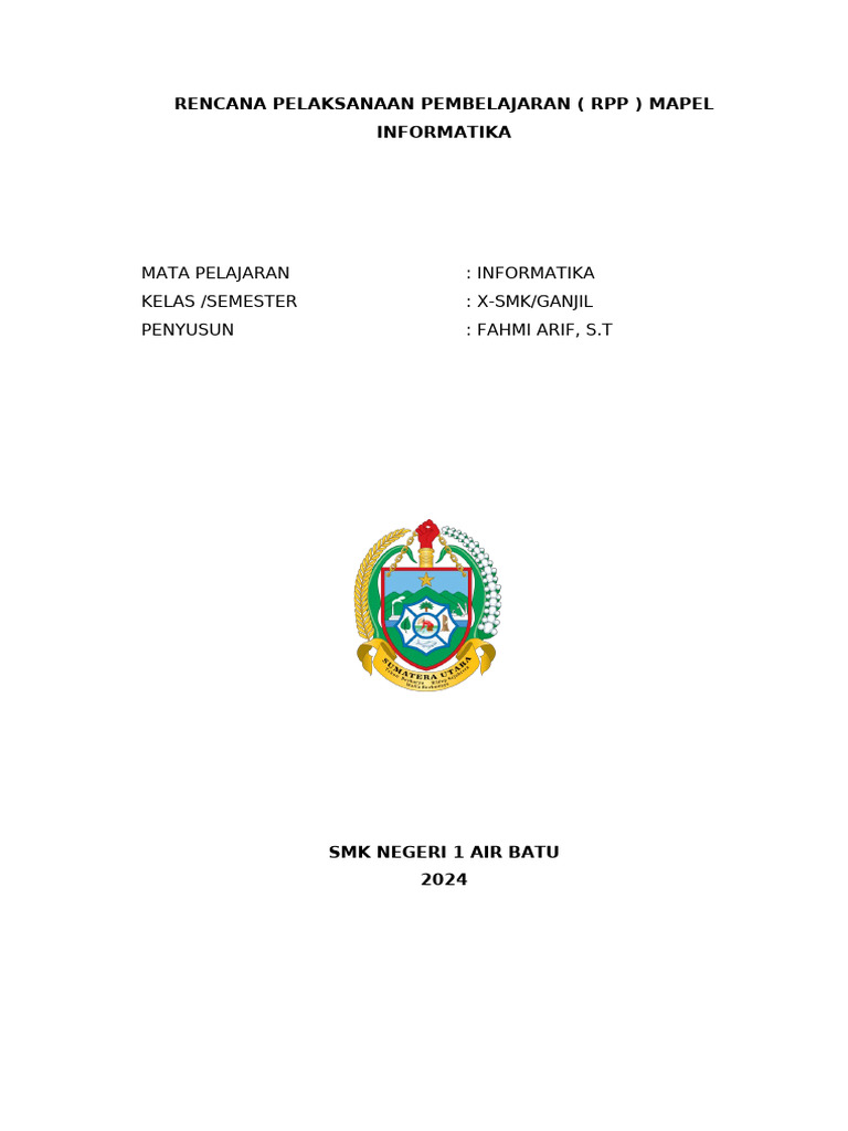 RPP Informatika Kelas 10 SMK Kurikulum Merdeka | PDF