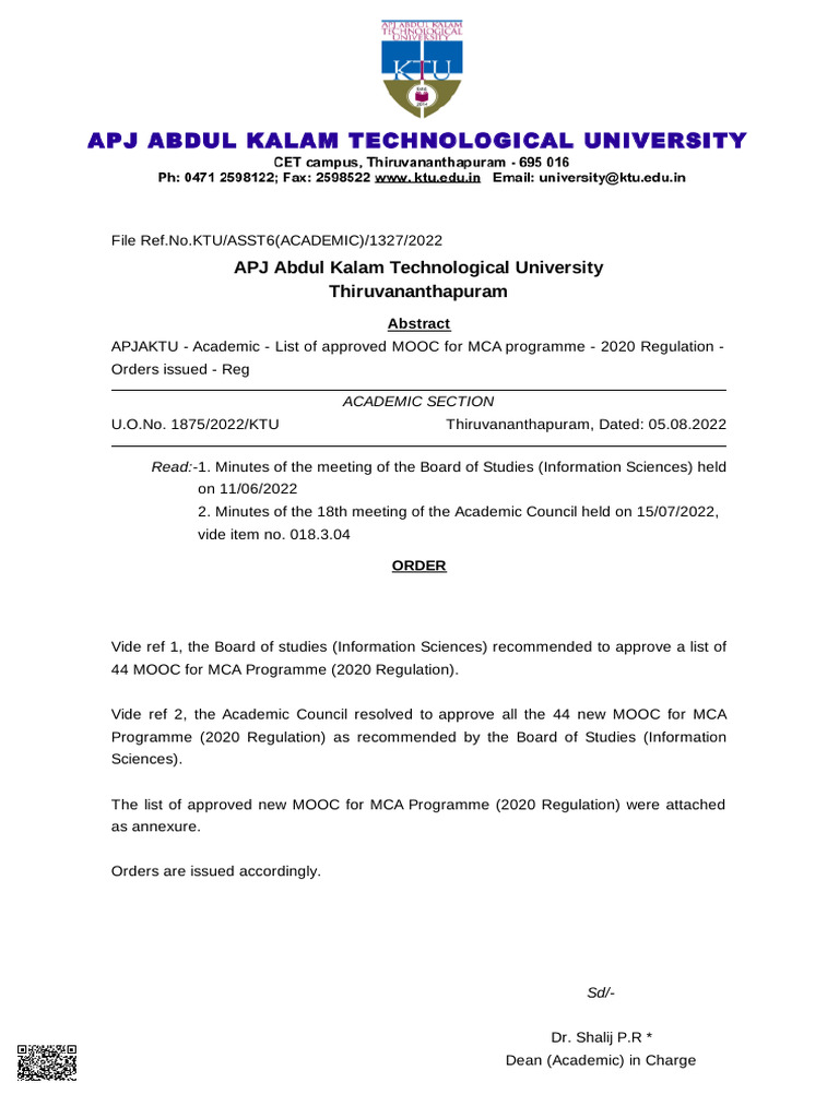 1875 2022 KTU List of Mca Mooc PDF Computing Engineering