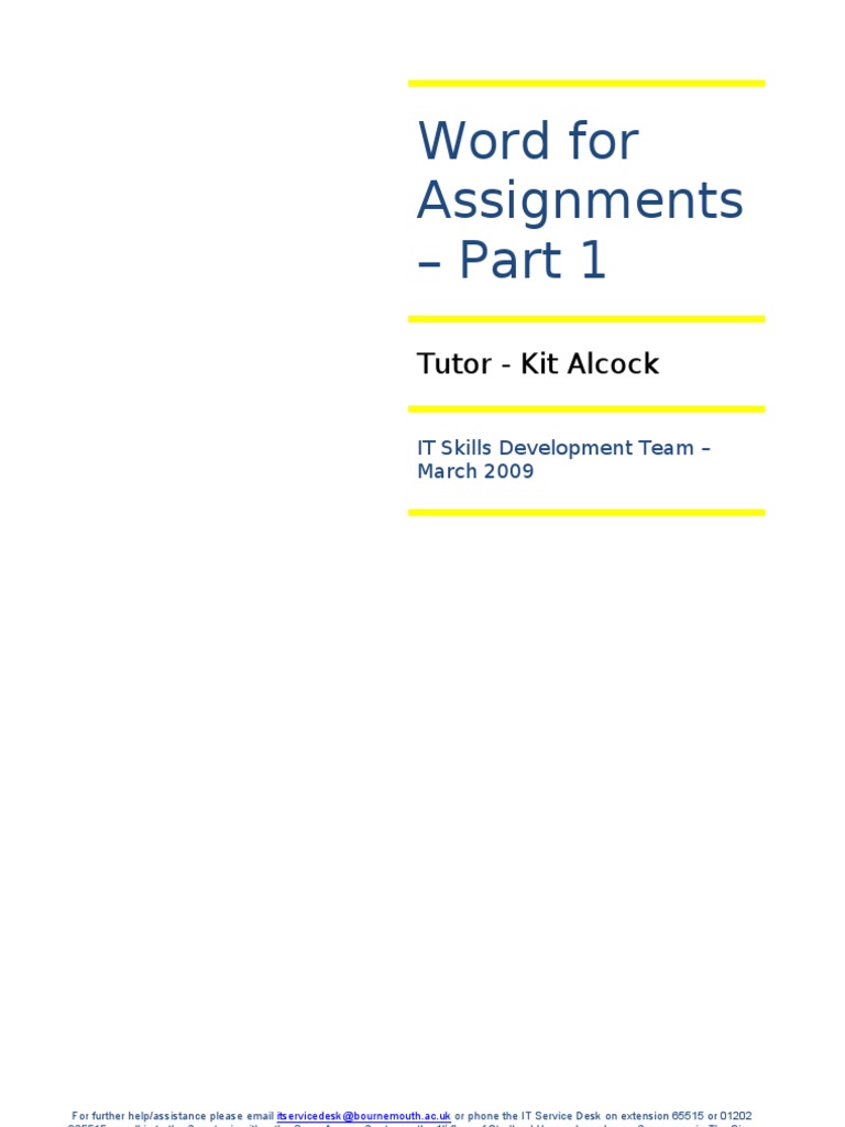 Word for Assignment Part 1 | Computing | Technology