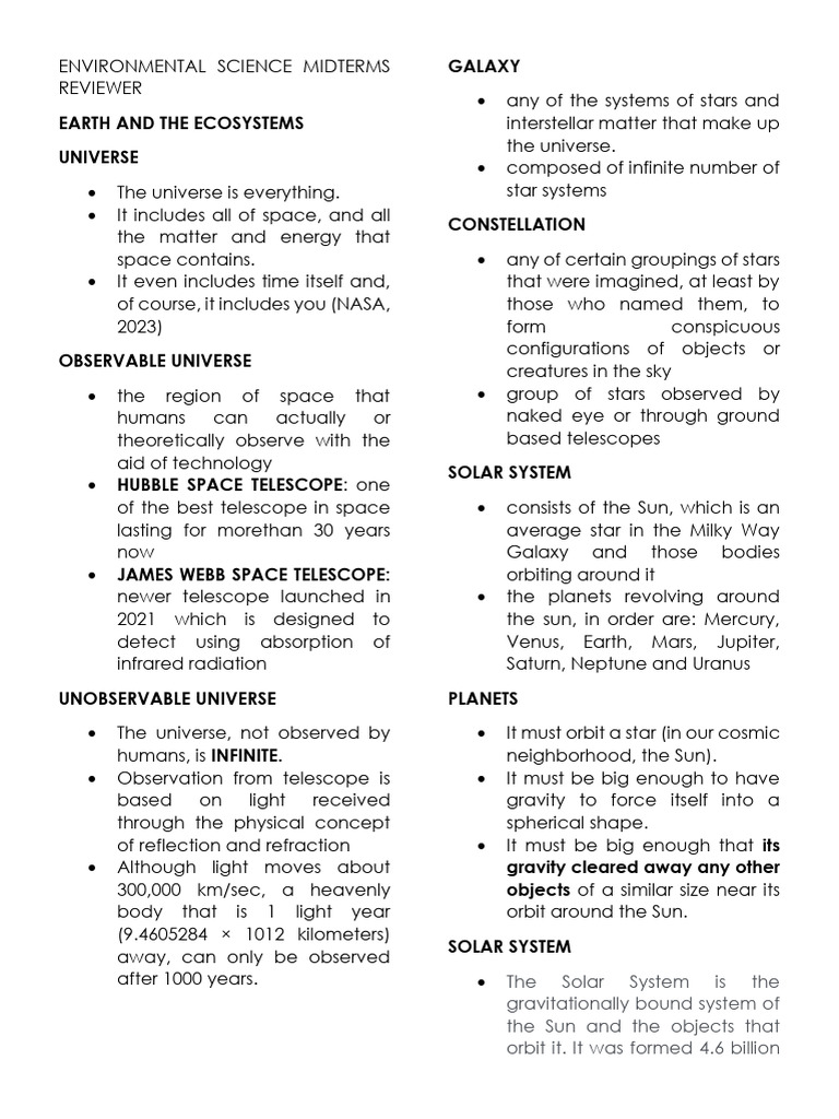 Environmental Science Midterm Review | PDF | Earth | Atmospheric ...