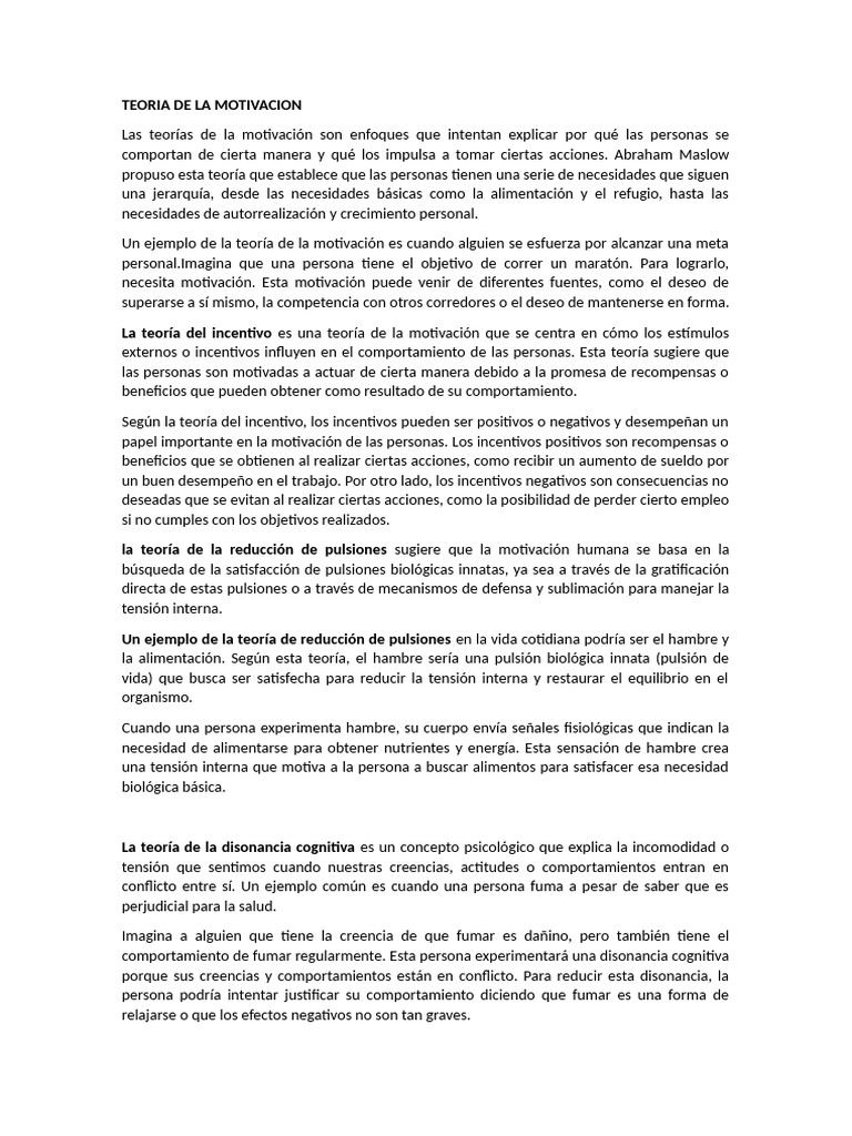 Teoria de La Motivacion | PDF | Motivación | Motivacional