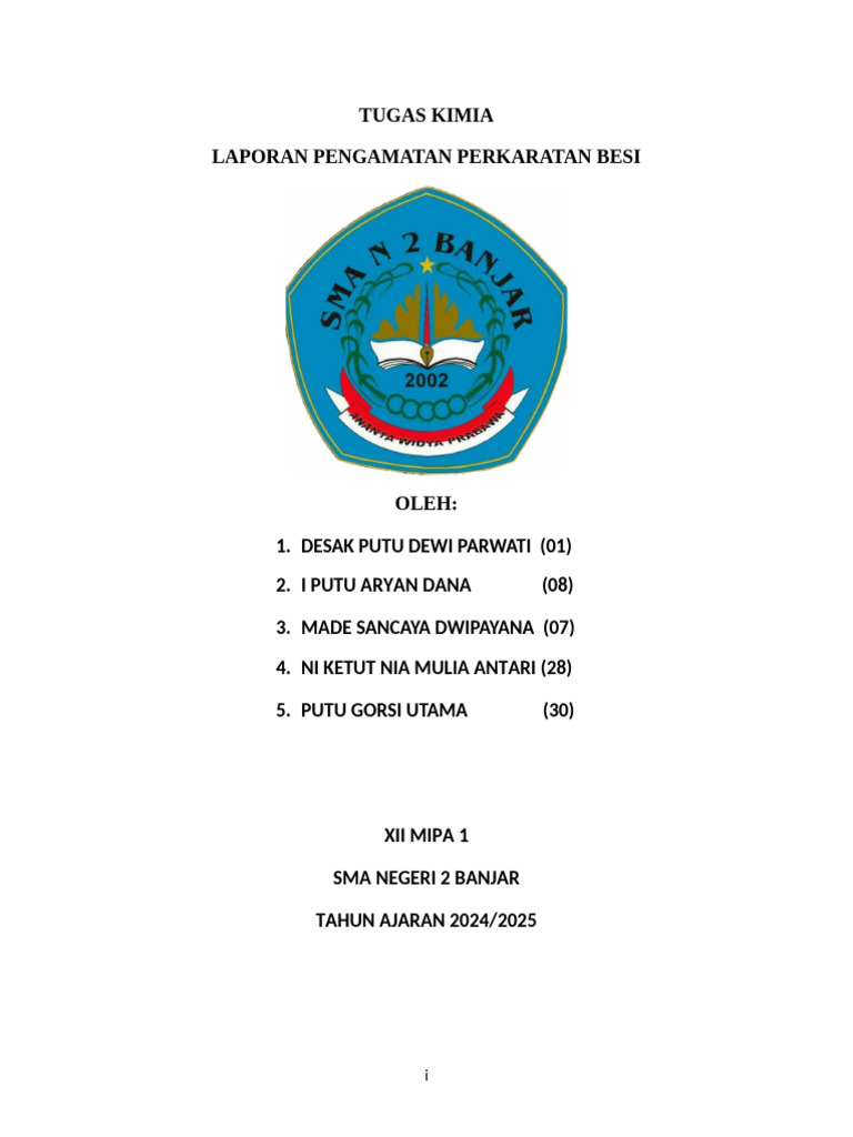 Pengamatan Perkaratan Besi dalam Kimia | PDF