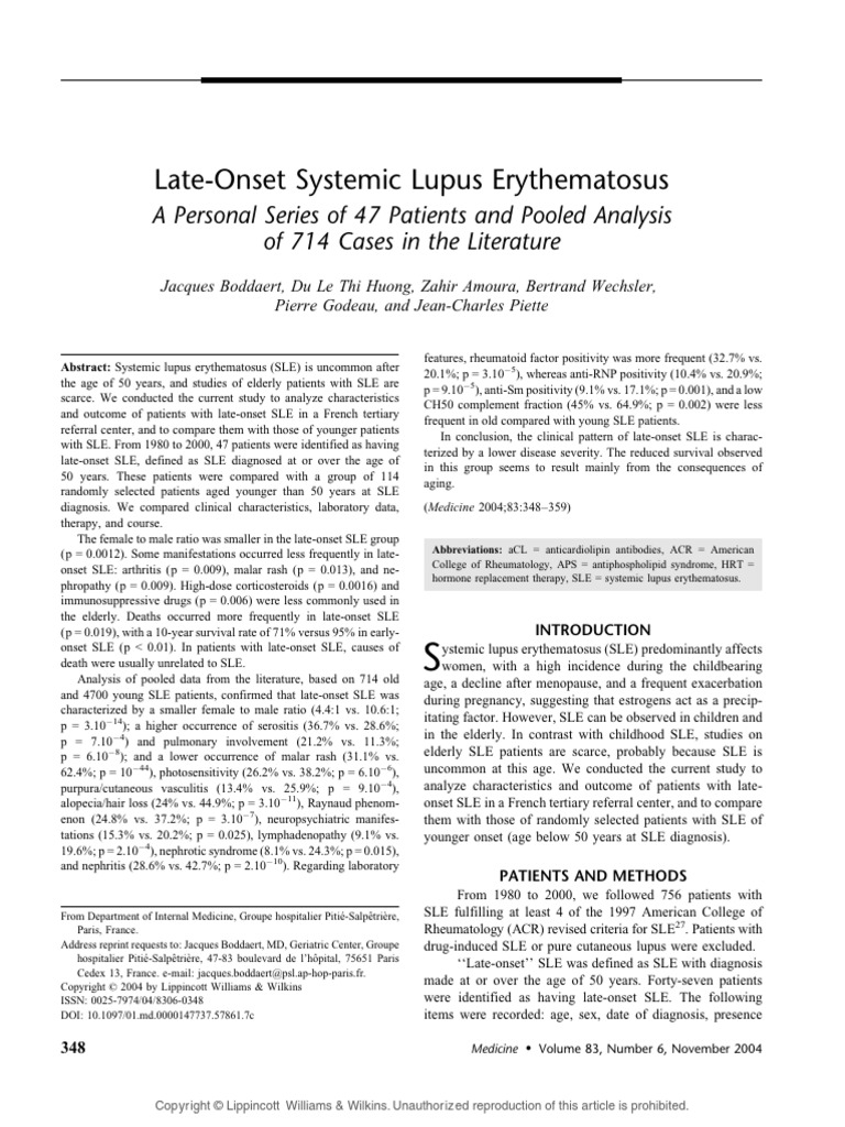 Late Onset Systemic Lupus Erythematosus A.4 | PDF | Causes Of Death ...