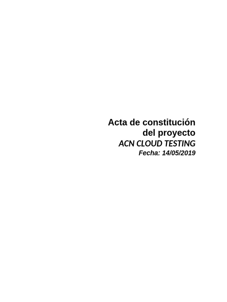 Acta de Proyecto ACN Cloud Testing | PDF | Pruebas de software ...