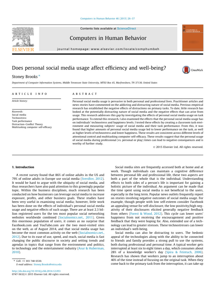 Social Media's Impact on Students | PDF | Self Efficacy | Social Media