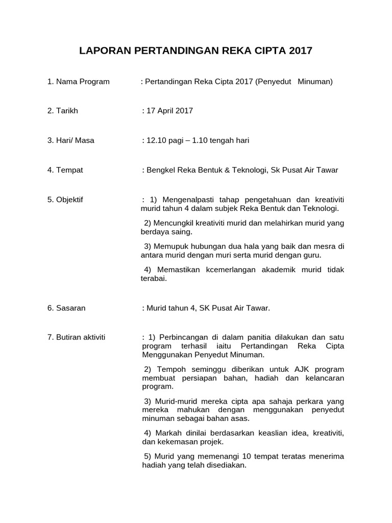 Pertandingan Reka Cipta 2017 | PDF