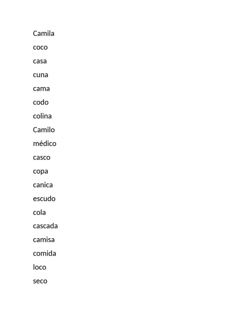 Lista de Palavras com 