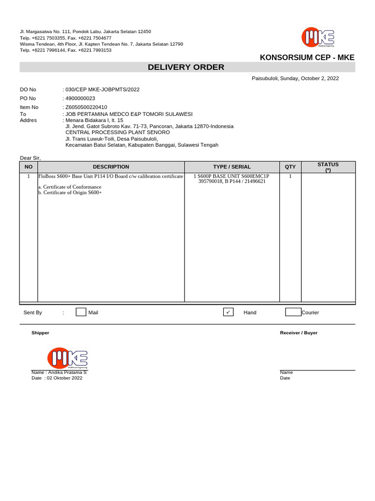 Delivery Order | PDF