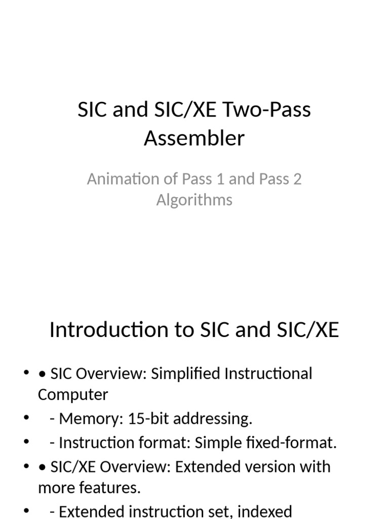 SIC SIC-XE Two Pass Assembler | PDF | Teaching Methods & Materials ...