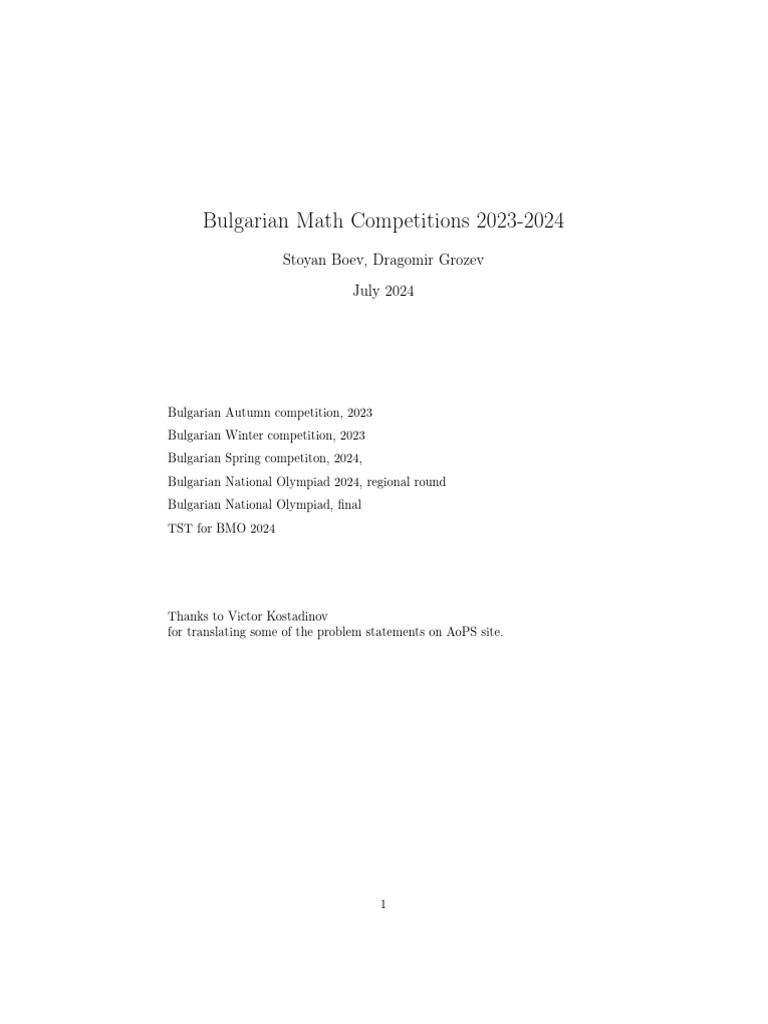 Bulgarian Math Competitions Overview 2023-2024 | PDF | Euclidean ...