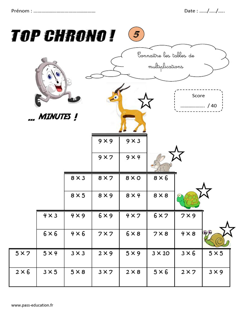 Conna tre les tables de multiplications top chrono ce2 5 pdf games