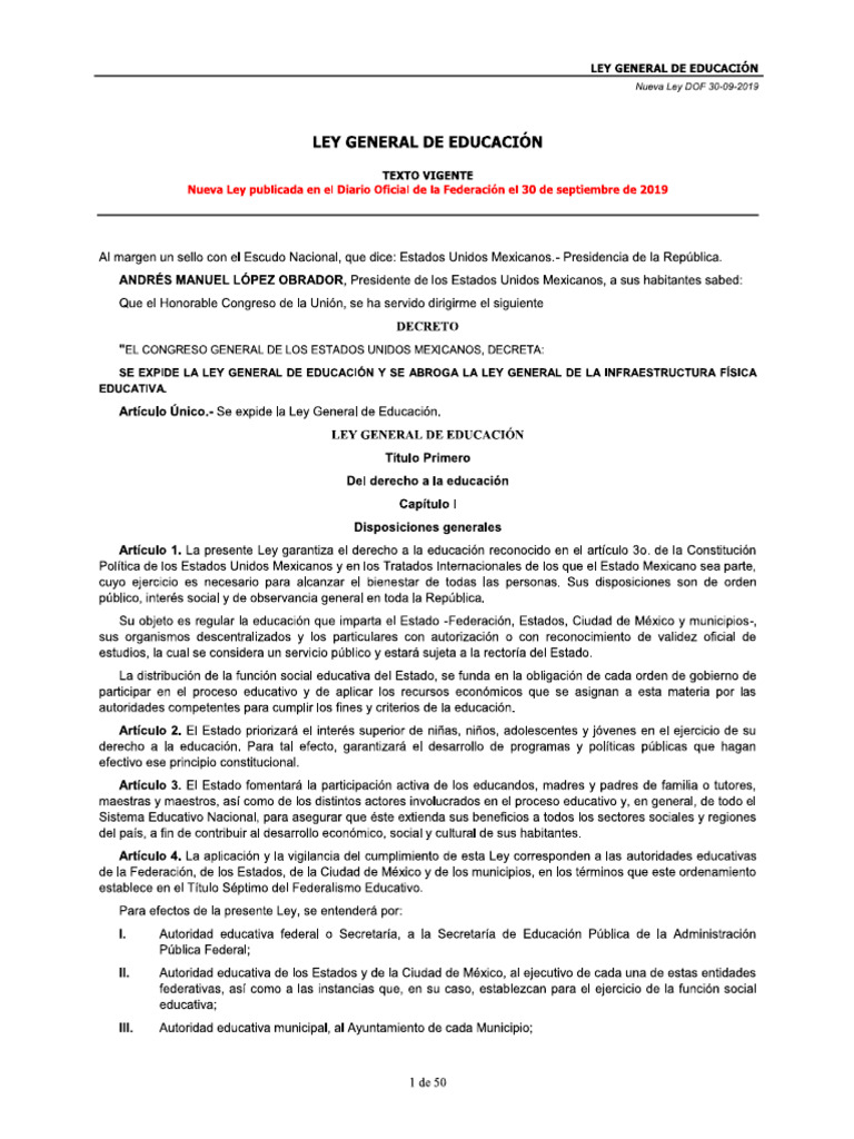 Ley General de Educación | PDF