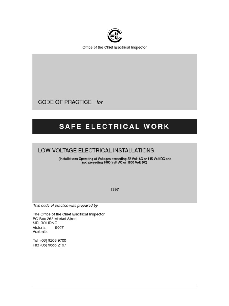 Code of Practice Safe Electrical Work Electrical Wiring Insulator