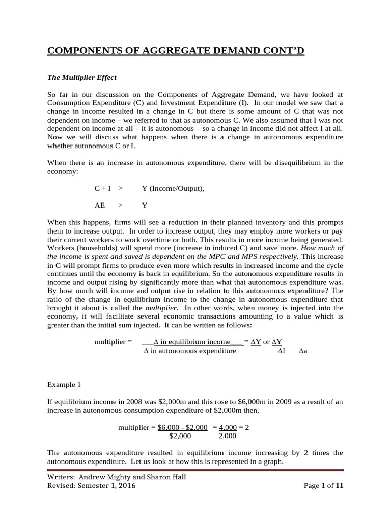 Notes - Multiplier & Components AD (Government Net Exports) - Revised ...