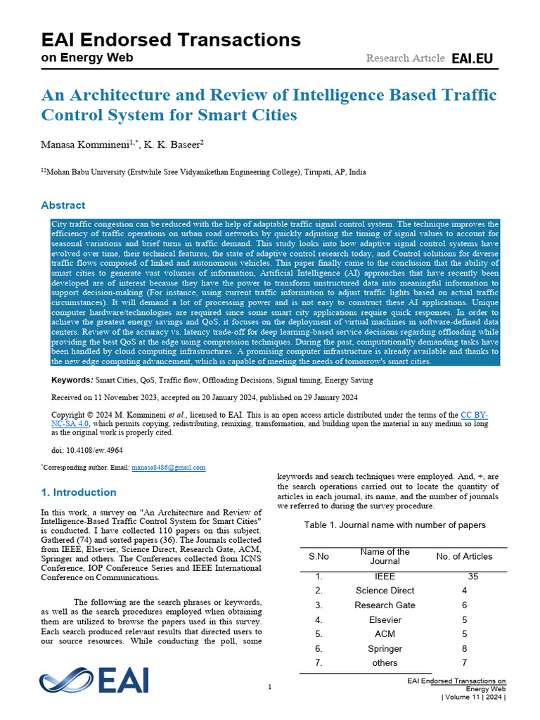 An Architecture and Review of Intelligence Based Traffic Control System ...