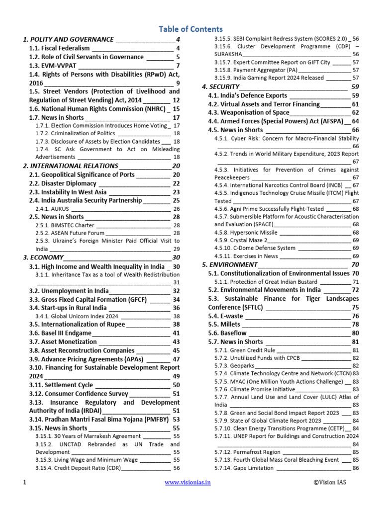 Vision IAS April 2024 Current Affairs | PDF | Economies