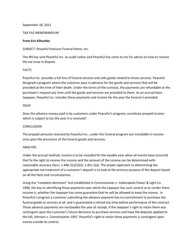 Tax Research Memorandum Template | PDF