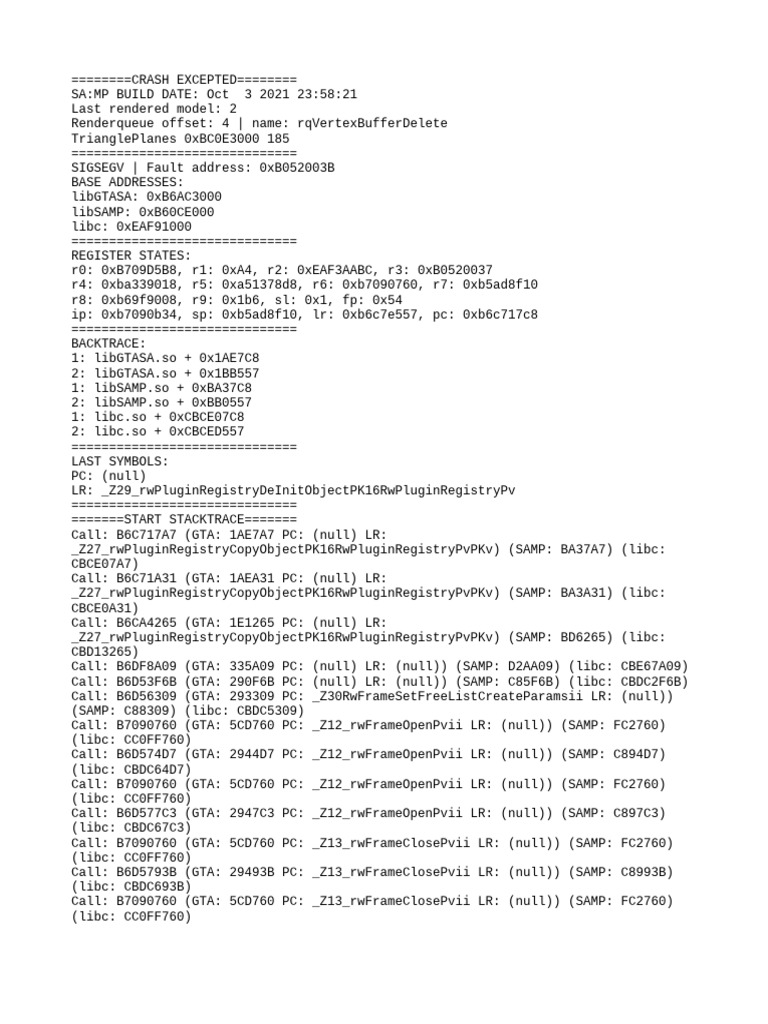 Crash Log | PDF | Computer Architecture | Computer Engineering