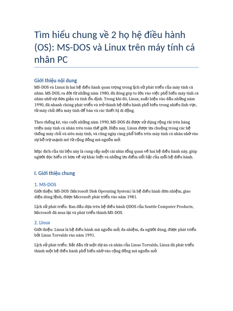So Sanh MS-DOS Va Linux | PDF