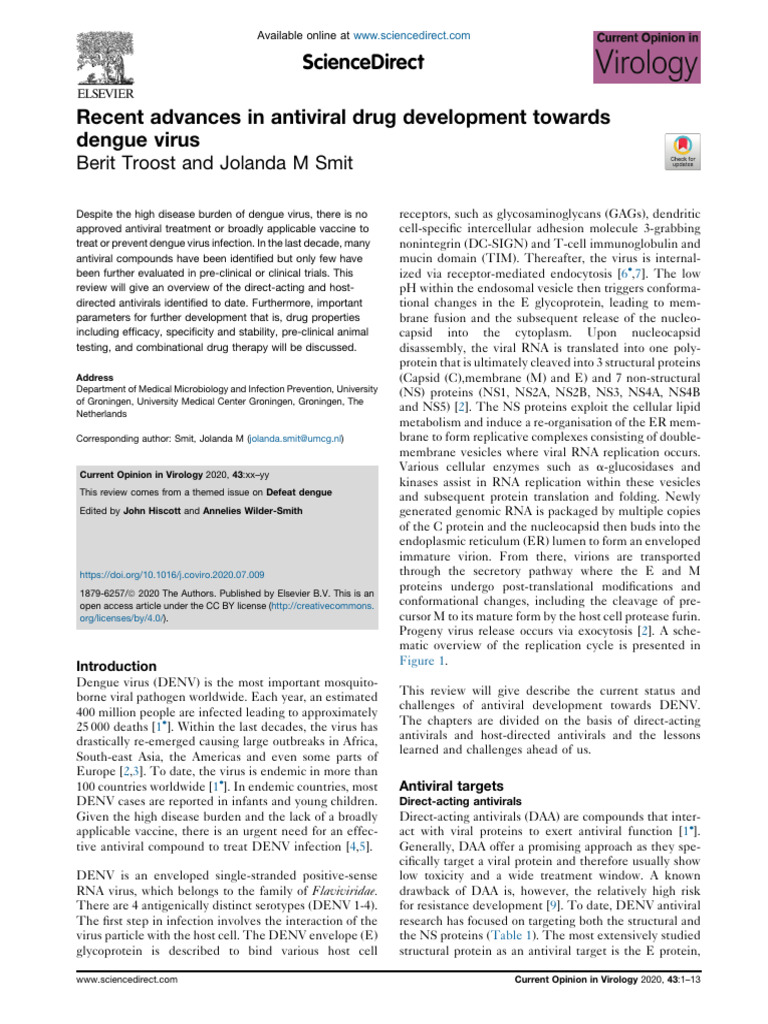 Recent Advances in Antiviral Drug Development Towards | PDF | Antiviral ...