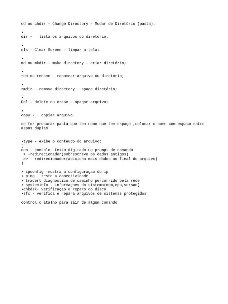 Lista Comandos W10 Or Pdf Or Windows 10 Or Microsoft Windows
