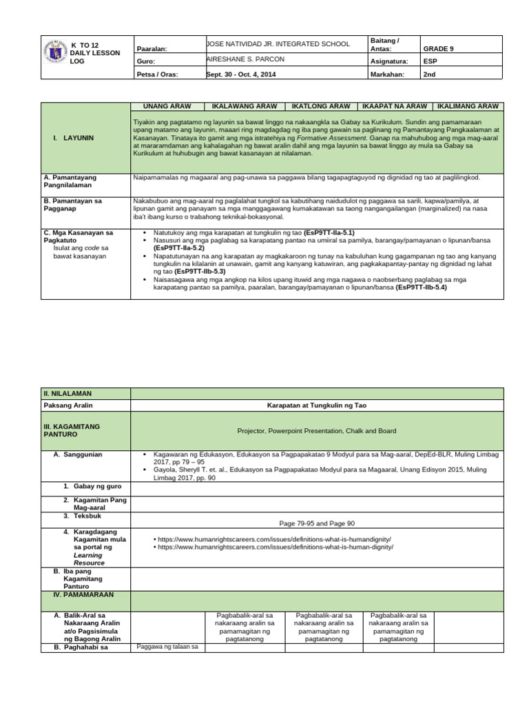 Grade 9 Esp | PDF