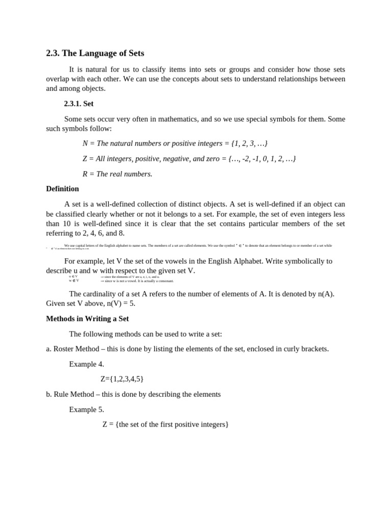 Understanding Sets and Their Operations | PDF | Set (Mathematics) | Numbers