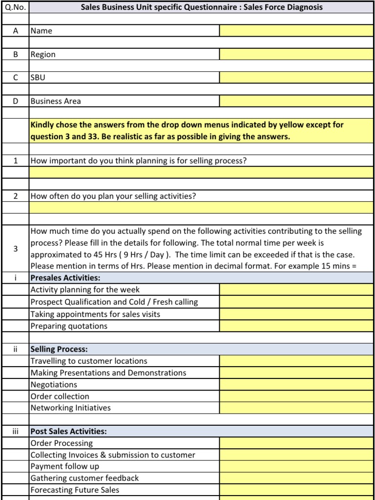 Sales Questionnaire Examples and Templates | PDF | Sales | Business ...