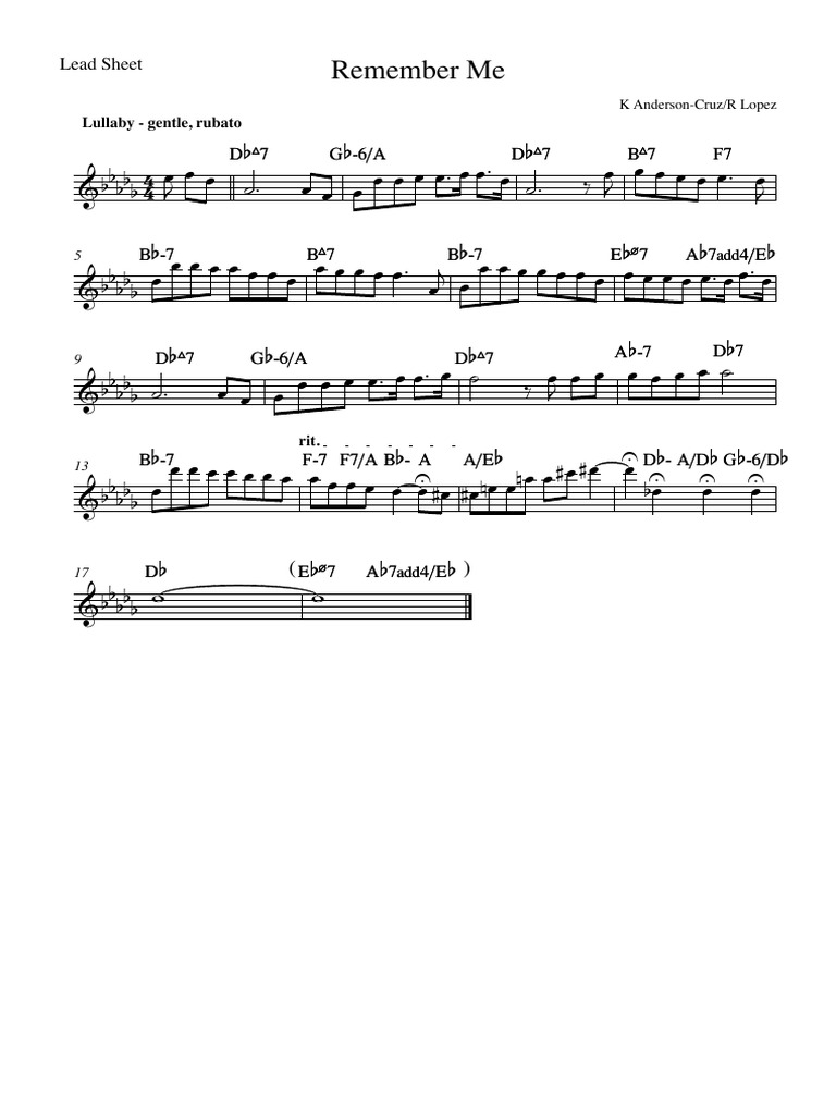 Lead Sheet for 