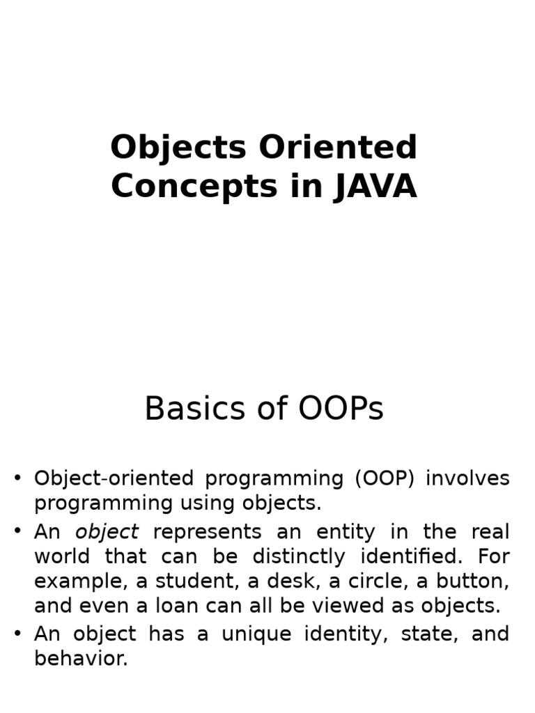 Object Oriented Concepts in Java | PDF | Programming | Constructor ...