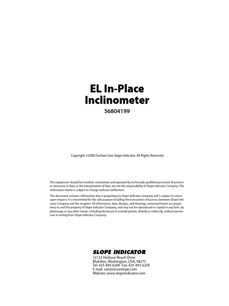 EL In-Place Inclinometer: Slope Indicator | PDF | Rope | Metrology